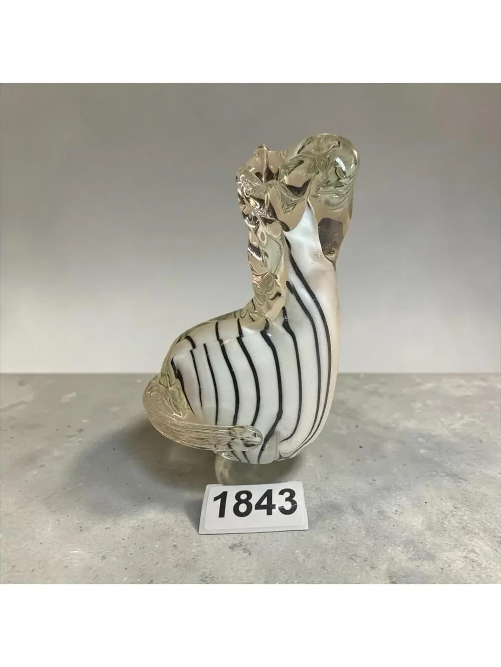 MCM Murano Style Art Glass Zebra Striped Figurine 5"H - Picture 2 of 7